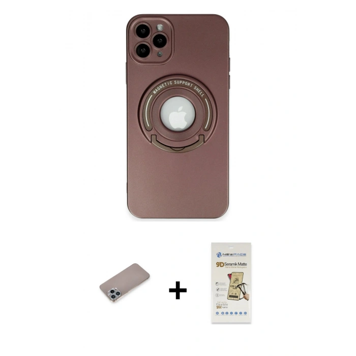 MARSİLYAN™- iPhone 12 Pro Max Kılıf Eksen Klasik Prime - Siyah Mat Seramik Nano Ekran Koruyucu + Shine Kamera Lens Koruma Cam - SABE
