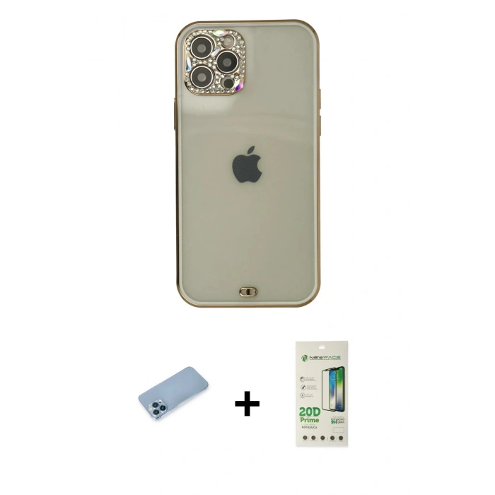 MARSİLYAN™- iPhone 12 Pro Max Kılıf Eksen Minimal Koleksiyonu - Siyah 20D Premium Cam Ekran Koruyucu + Shine Kamera Lens Koruma Cam - MI