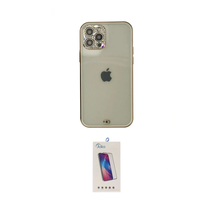 MARSİLYAN™- iPhone 12 Pro Max Kılıf Eksen Minimal Koleksiyonu - Siyah Joko 5D Cam