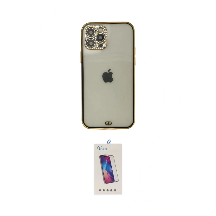 MARSİLYAN™- iPhone 12 Pro Max Kılıf Eksen Minimal Koleksiyonu - Siyah Joko 5D Cam