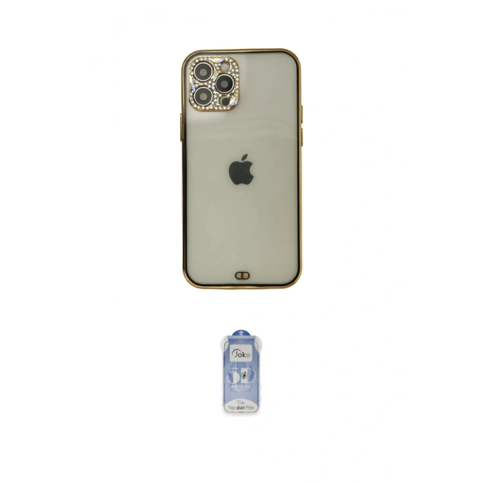 MARSİLYAN™- iPhone 12 Pro Max Kılıf Eksen Minimal Koleksiyonu - Siyah Joko Magic 5D Cam