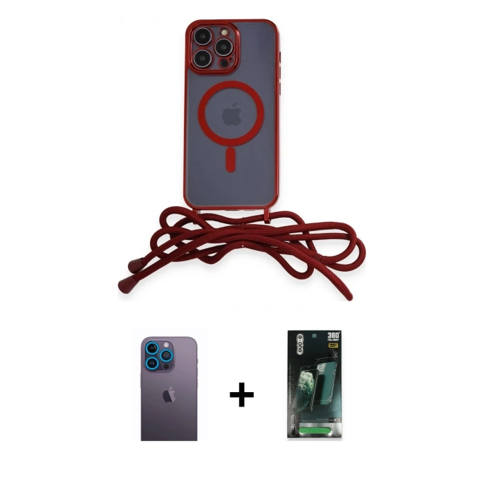 MARSİLYAN™- iPhone 12 Pro Max Kılıf Eksen Özel Seri - Şeffaf 360 Full Body Arka Koruyucu + Neon Fosforlu Kamera Lens - MI