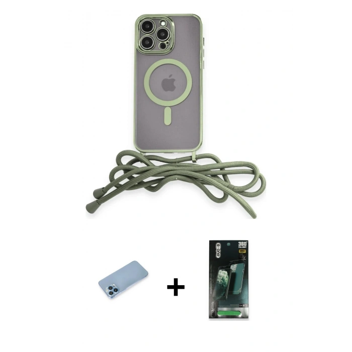 MARSİLYAN™- iPhone 12 Pro Max Kılıf Eksen Özel Seri - Şeffaf 360 Full Body Arka Koruyucu + Shine Kamera Lens Koruma Cam - MI