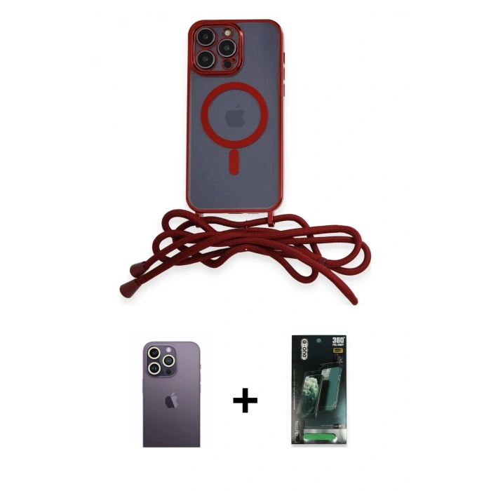 MARSİLYAN™- iPhone 12 Pro Max Kılıf Eksen Özel Seri - Şeffaf 360 Full Body Arka Koruyucu + Neon Fosforlu Kamera Lens - BZ