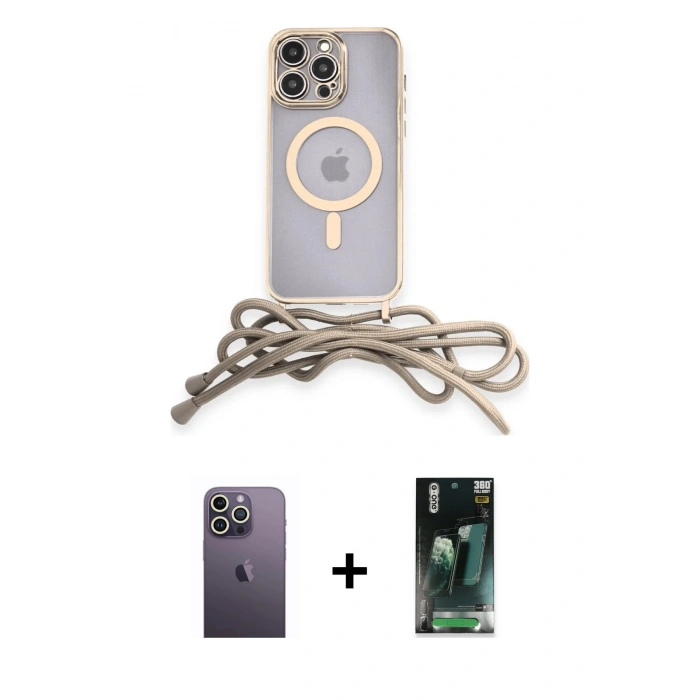 MARSİLYAN™- iPhone 12 Pro Max Kılıf Eksen Özel Seri - Şeffaf 360 Full Body Arka Koruyucu + Neon Fosforlu Kamera Lens - BZ