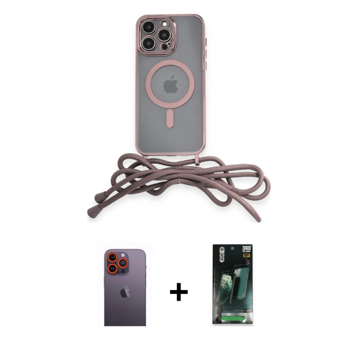 MARSİLYAN™- iPhone 12 Pro Max Kılıf Eksen Özel Seri - Şeffaf 360 Full Body Arka Koruyucu + Turuncu Neon Fosforlu Kamera Lens