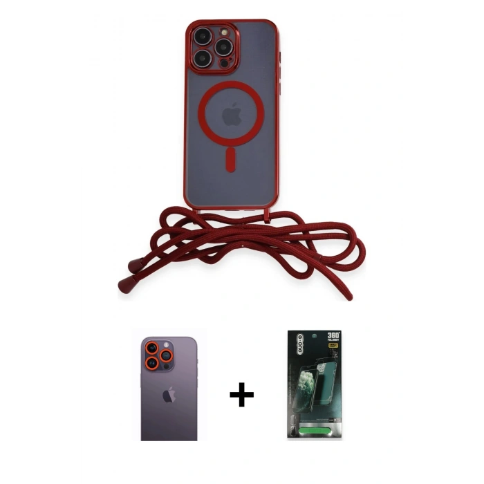 MARSİLYAN™- iPhone 12 Pro Max Kılıf Eksen Özel Seri - Şeffaf 360 Full Body Arka Koruyucu + Turuncu Neon Fosforlu Kamera Lens