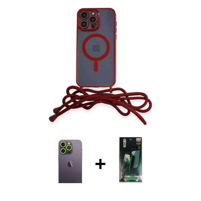 MARSİLYAN™- iPhone 12 Pro Max Kılıf Eksen Özel Seri - Şeffaf 360 Full Body Arka Koruyucu + Yeşil Neon Fosforlu Kamera Lens