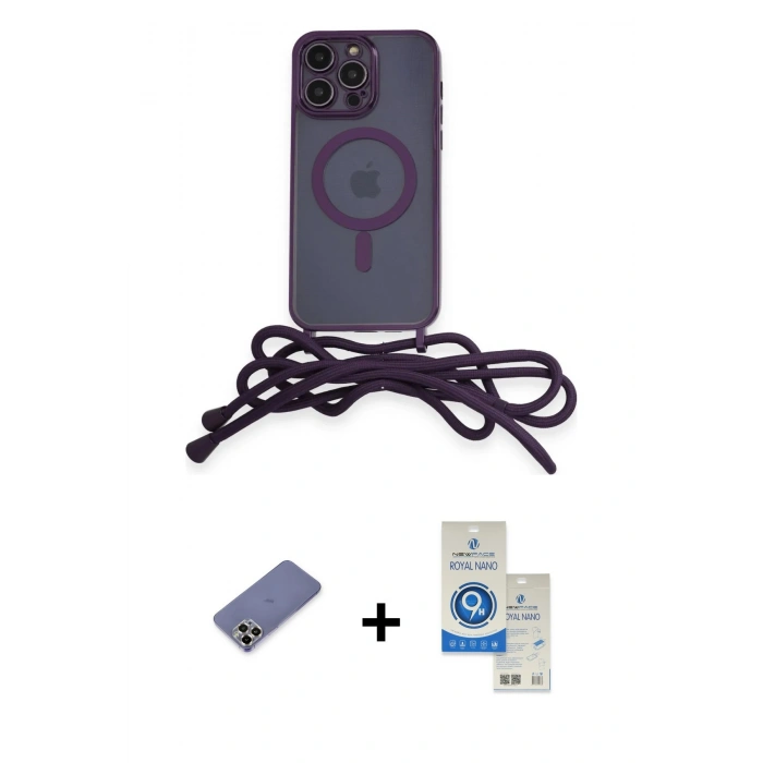 MARSİLYAN™- iPhone 12 Pro Max Kılıf Eksen Özel Seri - Şeffaf Royal Nano Ekran Koruyucu + Metal Kamera Lens Koruma Cam - GD