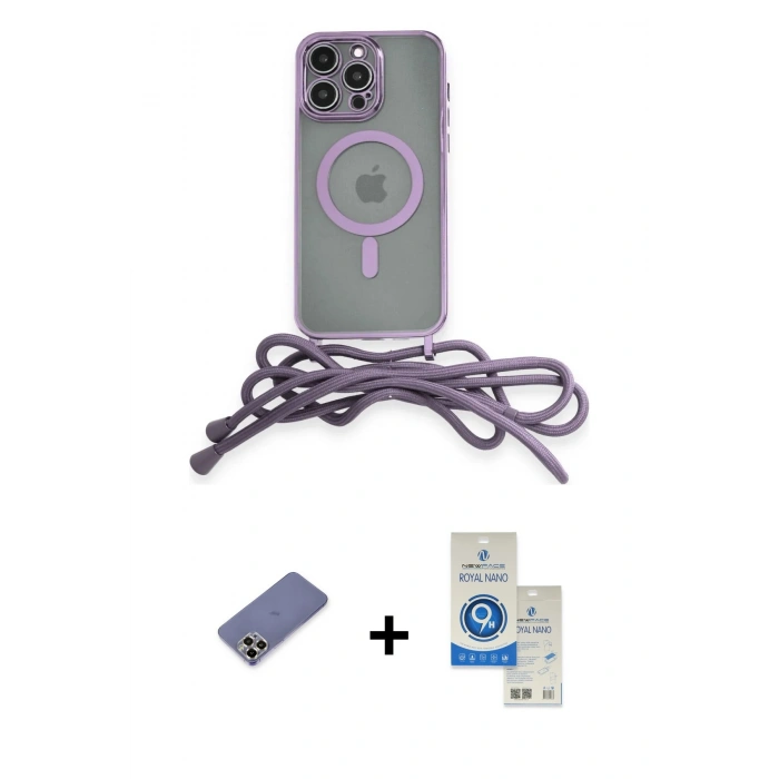 MARSİLYAN™- iPhone 12 Pro Max Kılıf Eksen Özel Seri - Şeffaf Royal Nano Ekran Koruyucu + Metal Kamera Lens Koruma Cam - GD