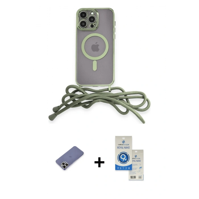 MARSİLYAN™- iPhone 12 Pro Max Kılıf Eksen Özel Seri - Şeffaf Royal Nano Ekran Koruyucu + Metal Kamera Lens Koruma Cam - GD