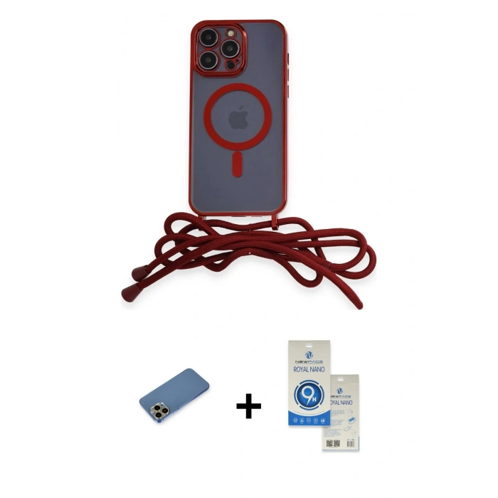 MARSİLYAN™- iPhone 12 Pro Max Kılıf Eksen Özel Seri - Şeffaf Royal Nano Ekran Koruyucu + Shine Kamera Lens Koruma Cam - GD