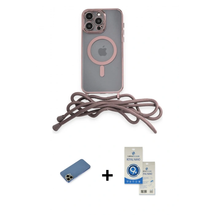 MARSİLYAN™- iPhone 12 Pro Max Kılıf Eksen Özel Seri - Şeffaf Royal Nano Ekran Koruyucu + Shine Kamera Lens Koruma Cam - GD