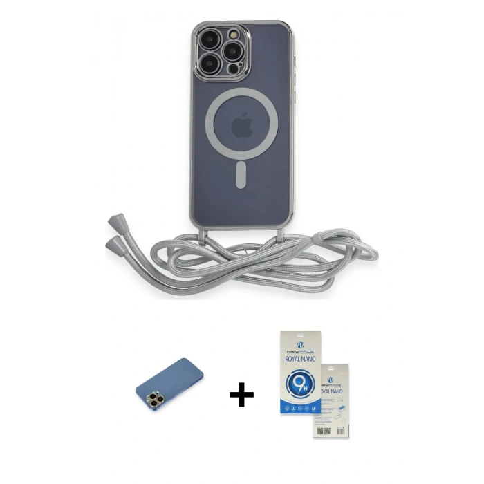 MARSİLYAN™- iPhone 12 Pro Max Kılıf Eksen Özel Seri - Şeffaf Royal Nano Ekran Koruyucu + Shine Kamera Lens Koruma Cam - GD