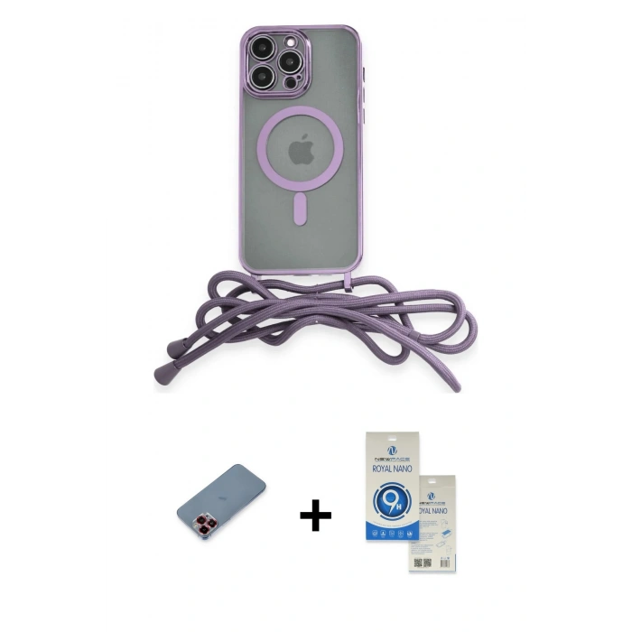 MARSİLYAN™- iPhone 12 Pro Max Kılıf Eksen Özel Seri - Şeffaf Royal Nano Ekran Koruyucu + Metal Kamera Lens Koruma Cam - KI