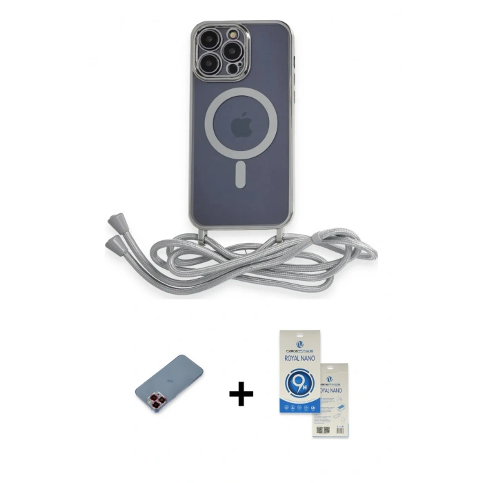 MARSİLYAN™- iPhone 12 Pro Max Kılıf Eksen Özel Seri - Şeffaf Royal Nano Ekran Koruyucu + Metal Kamera Lens Koruma Cam - KI