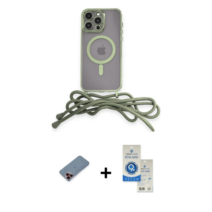 MARSİLYAN™- iPhone 12 Pro Max Kılıf Eksen Özel Seri - Şeffaf Royal Nano Ekran Koruyucu + Metal Kamera Lens Koruma Cam - KI