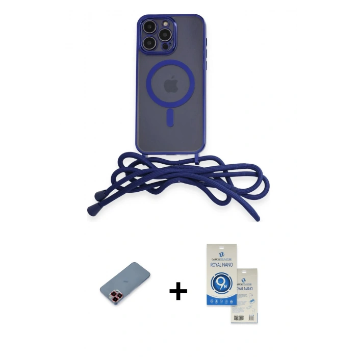 MARSİLYAN™- iPhone 12 Pro Max Kılıf Eksen Özel Seri - Şeffaf Royal Nano Ekran Koruyucu + Metal Kamera Lens Koruma Cam - KI