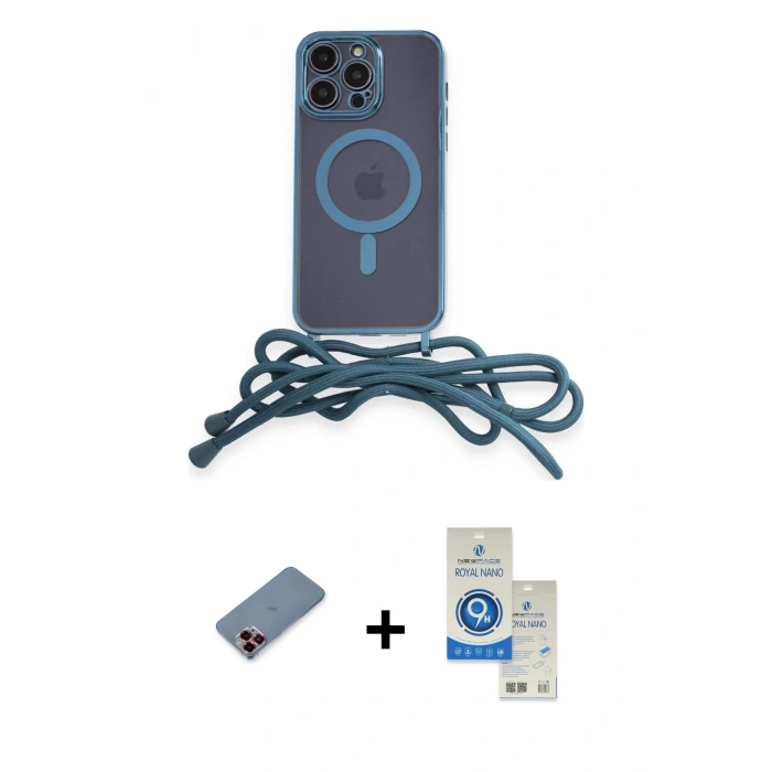 MARSİLYAN™- iPhone 12 Pro Max Kılıf Eksen Özel Seri - Şeffaf Royal Nano Ekran Koruyucu + Metal Kamera Lens Koruma Cam - KI