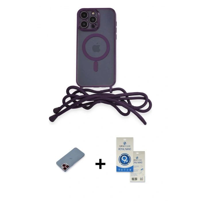 MARSİLYAN™- iPhone 12 Pro Max Kılıf Eksen Özel Seri - Şeffaf Royal Nano Ekran Koruyucu + Metal Kamera Lens Koruma Cam - KI