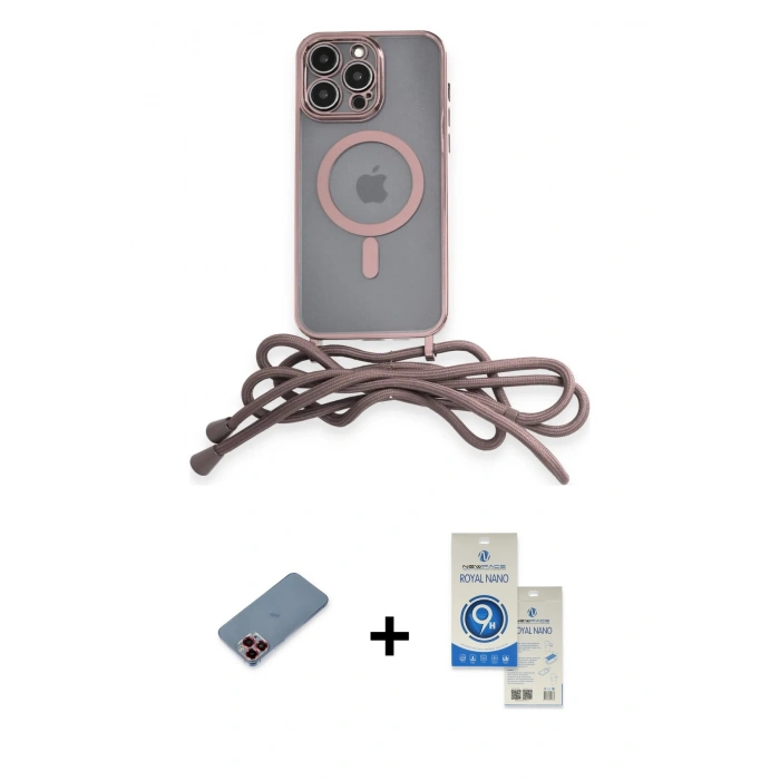 MARSİLYAN™- iPhone 12 Pro Max Kılıf Eksen Özel Seri - Şeffaf Royal Nano Ekran Koruyucu + Metal Kamera Lens Koruma Cam - KI