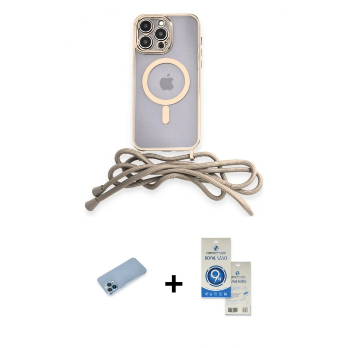 MARSİLYAN™- iPhone 12 Pro Max Kılıf Eksen Özel Seri - Şeffaf Royal Nano Ekran Koruyucu + Mavi Shine Kamera Lens Koruma Cam
