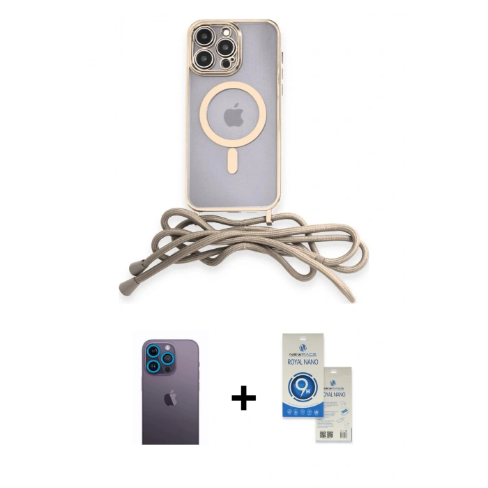 MARSİLYAN™- iPhone 12 Pro Max Kılıf Eksen Özel Seri - Şeffaf Royal Nano Ekran Koruyucu + Neon Fosforlu Kamera Lens - MI