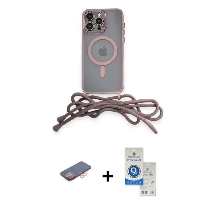 MARSİLYAN™- iPhone 12 Pro Max Kılıf Eksen Özel Seri - Şeffaf Royal Nano Ekran Koruyucu + Renkli Kamera Lens Koruma Cam - TU