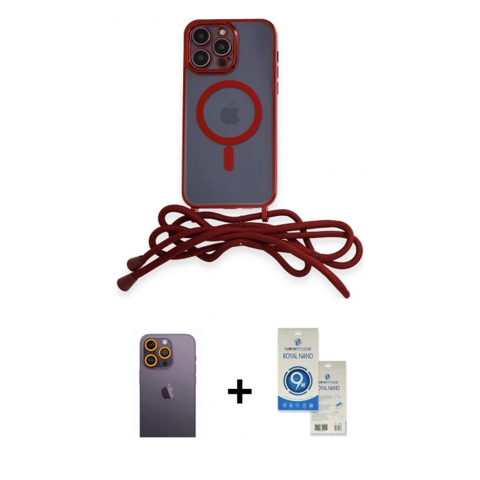 MARSİLYAN™- iPhone 12 Pro Max Kılıf Eksen Özel Seri - Şeffaf Royal Nano Ekran Koruyucu + Neon Fosforlu Kamera Lens - SI