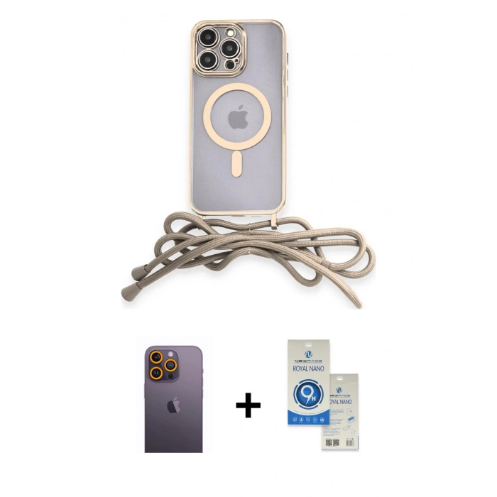 MARSİLYAN™- iPhone 12 Pro Max Kılıf Eksen Özel Seri - Şeffaf Royal Nano Ekran Koruyucu + Neon Fosforlu Kamera Lens - SI
