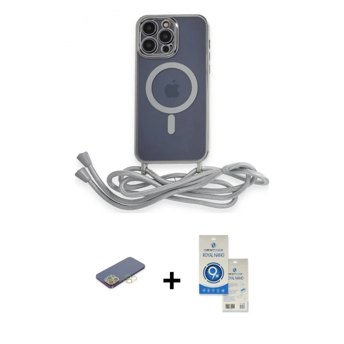 MARSİLYAN™- iPhone 12 Pro Max Kılıf Eksen Özel Seri - Şeffaf Royal Nano Ekran Koruyucu + Sarı Renkli Kamera Lens Koruma Cam