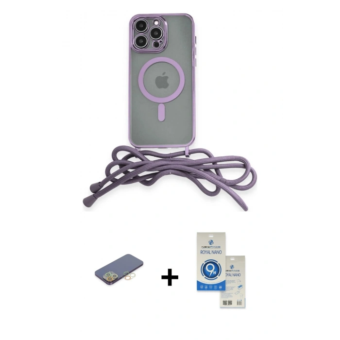 MARSİLYAN™- iPhone 12 Pro Max Kılıf Eksen Özel Seri - Şeffaf Royal Nano Ekran Koruyucu + Sarı Renkli Kamera Lens Koruma Cam