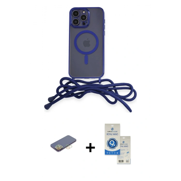 MARSİLYAN™- iPhone 12 Pro Max Kılıf Eksen Özel Seri - Şeffaf Royal Nano Ekran Koruyucu + Sarı Renkli Kamera Lens Koruma Cam