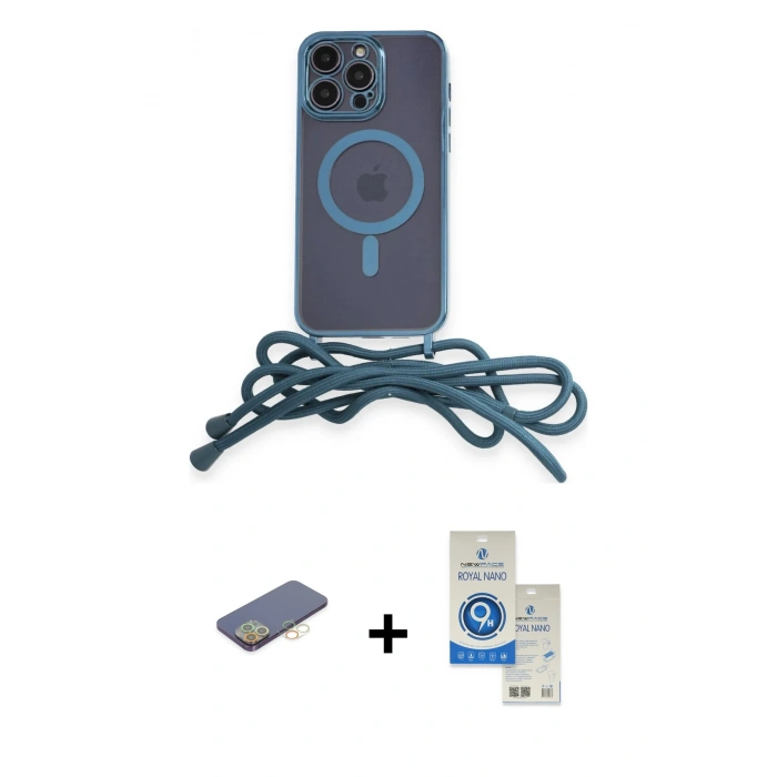 MARSİLYAN™- iPhone 12 Pro Max Kılıf Eksen Özel Seri - Şeffaf Royal Nano Ekran Koruyucu + Sarı Renkli Kamera Lens Koruma Cam
