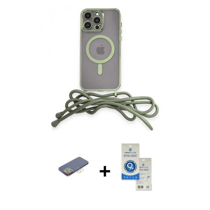 MARSİLYAN™- iPhone 12 Pro Max Kılıf Eksen Özel Seri - Şeffaf Royal Nano Ekran Koruyucu + Sarı Renkli Kamera Lens Koruma Cam