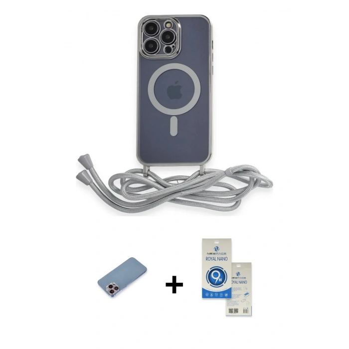 MARSİLYAN™- iPhone 12 Pro Max Kılıf Eksen Özel Seri - Şeffaf Royal Nano Ekran Koruyucu + Shine Kamera Lens Koruma Cam - PE