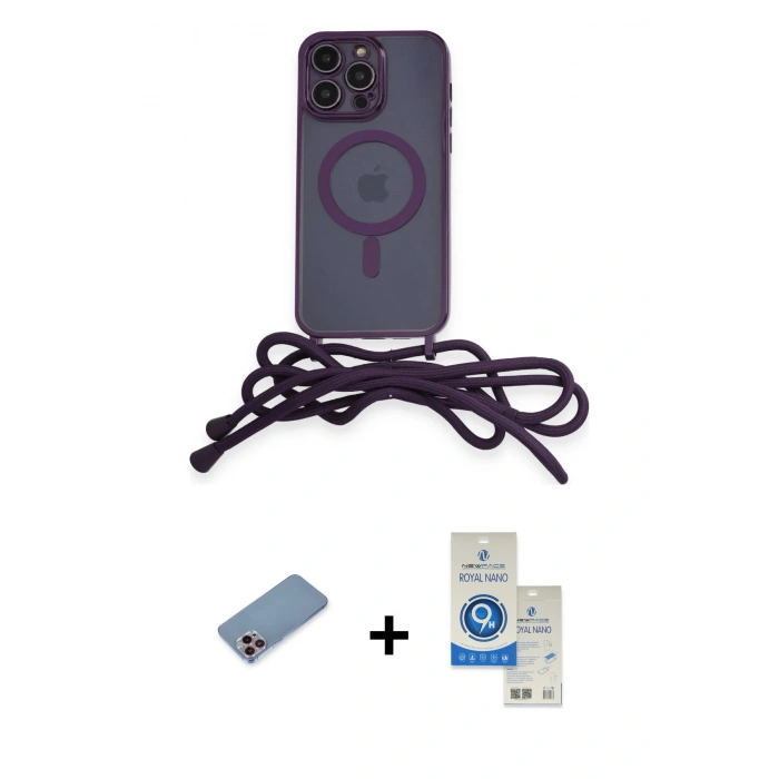 MARSİLYAN™- iPhone 12 Pro Max Kılıf Eksen Özel Seri - Şeffaf Royal Nano Ekran Koruyucu + Shine Kamera Lens Koruma Cam - PE