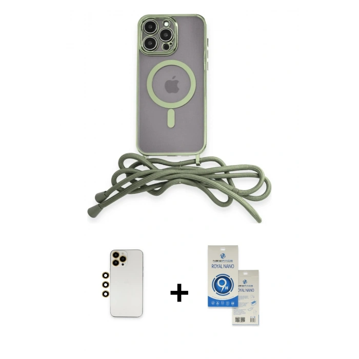 MARSİLYAN™- iPhone 12 Pro Max Kılıf Eksen Özel Seri - Şeffaf Royal Nano Ekran Koruyucu + Shine Kamera Lens - GD