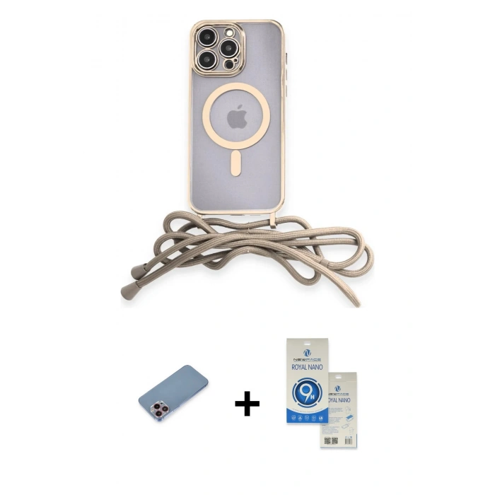 MARSİLYAN™- iPhone 12 Pro Max Kılıf Eksen Özel Seri - Şeffaf Royal Nano Ekran Koruyucu + Shine Kamera Lens Koruma Cam - PE
