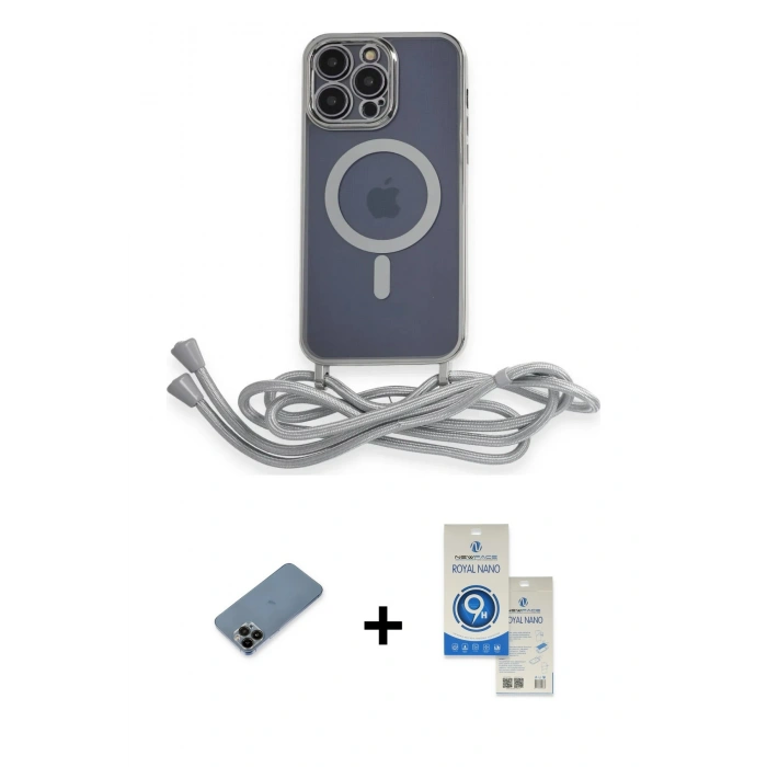 MARSİLYAN™- iPhone 12 Pro Max Kılıf Eksen Özel Seri - Şeffaf Royal Nano Ekran Koruyucu + Shine Kamera Lens Koruma Cam - SH