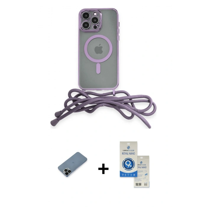 MARSİLYAN™- iPhone 12 Pro Max Kılıf Eksen Özel Seri - Şeffaf Royal Nano Ekran Koruyucu + Shine Kamera Lens Koruma Cam - SH