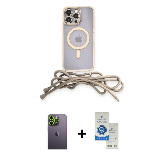 MARSİLYAN™- iPhone 12 Pro Max Kılıf Eksen Özel Seri - Şeffaf Royal Nano Ekran Koruyucu + Neon Fosforlu Kamera Lens - YL