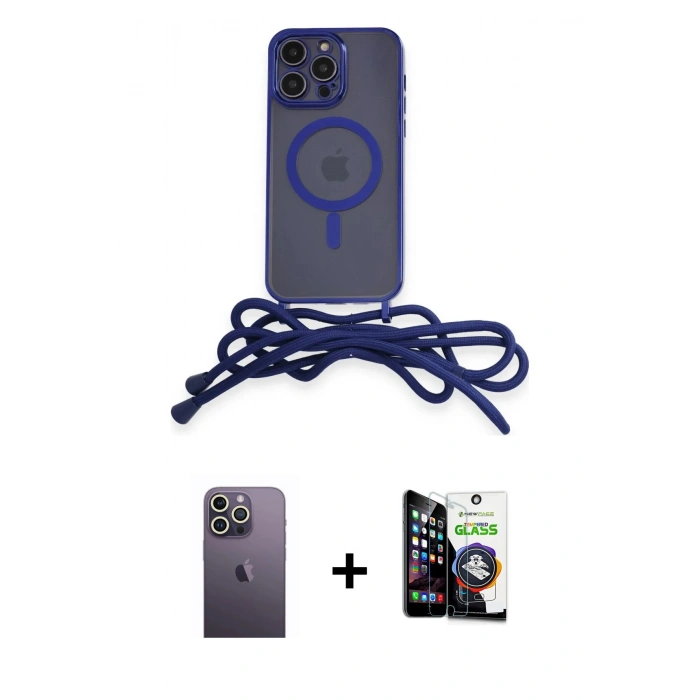 MARSİLYAN™- iPhone 12 Pro Max Kılıf Eksen Özel Seri - Şeffaf Temperli Cam Ekran Koruyucu + Beyaz Neon Fosforlu Kamera Lens