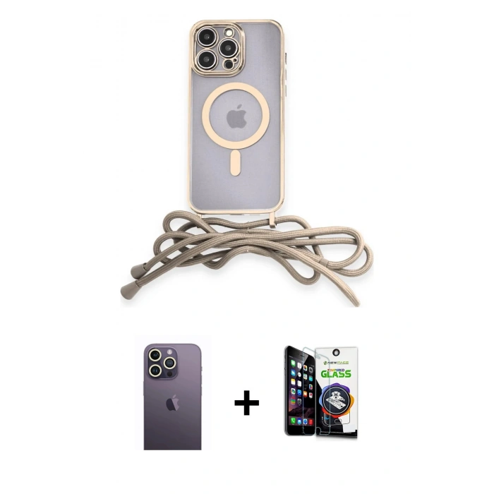 MARSİLYAN™- iPhone 12 Pro Max Kılıf Eksen Özel Seri - Şeffaf Temperli Cam Ekran Koruyucu + Beyaz Neon Fosforlu Kamera Lens