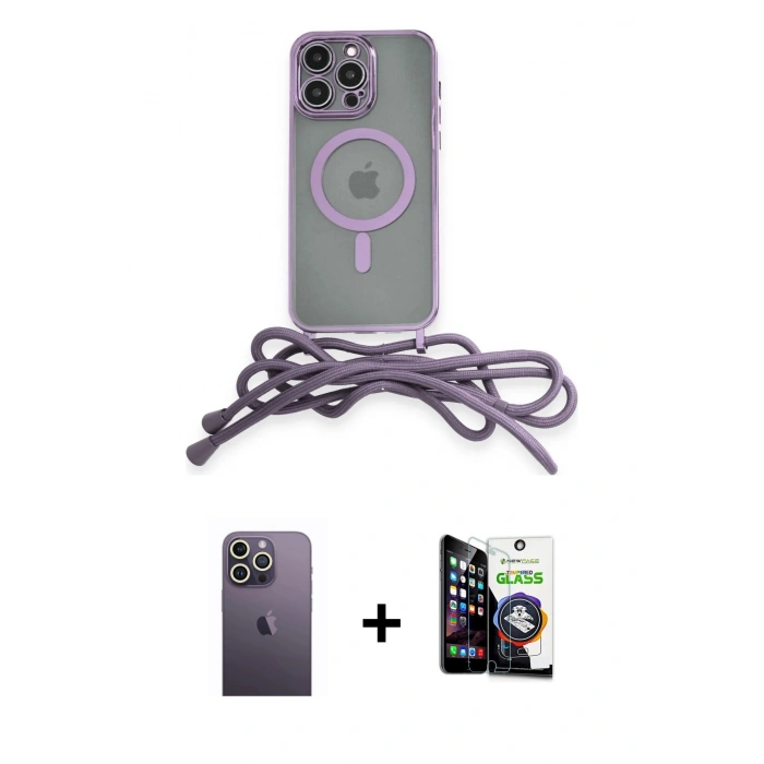 MARSİLYAN™- iPhone 12 Pro Max Kılıf Eksen Özel Seri - Şeffaf Temperli Cam Ekran Koruyucu + Beyaz Neon Fosforlu Kamera Lens