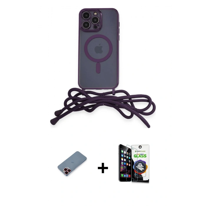 MARSİLYAN™- iPhone 12 Pro Max Kılıf Eksen Özel Seri - Şeffaf Temperli Cam Ekran Koruyucu + Metal Kamera Lens Koruma Cam - KI