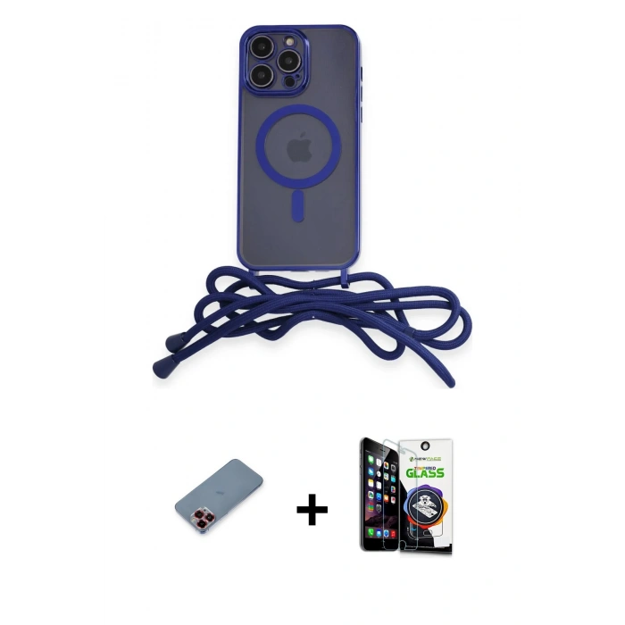 MARSİLYAN™- iPhone 12 Pro Max Kılıf Eksen Özel Seri - Şeffaf Temperli Cam Ekran Koruyucu + Metal Kamera Lens Koruma Cam - KI