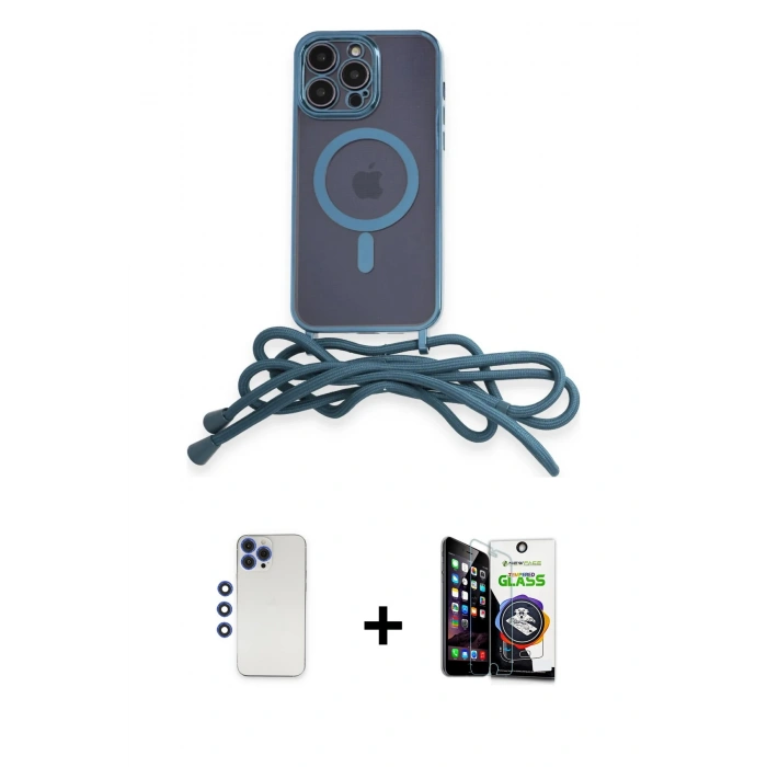MARSİLYAN™- iPhone 12 Pro Max Kılıf Eksen Özel Seri - Şeffaf Temperli Cam Ekran Koruyucu + Shine Kamera Lens - LT