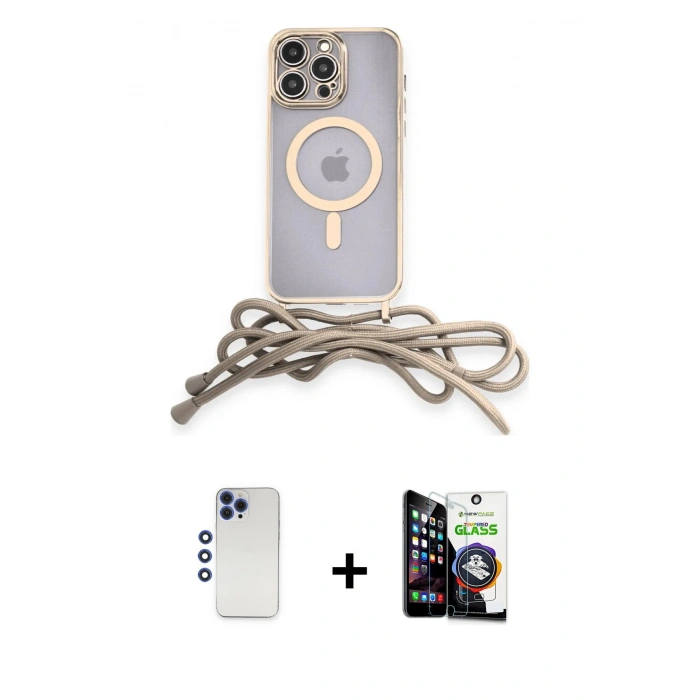 MARSİLYAN™- iPhone 12 Pro Max Kılıf Eksen Özel Seri - Şeffaf Temperli Cam Ekran Koruyucu + Shine Kamera Lens - LT