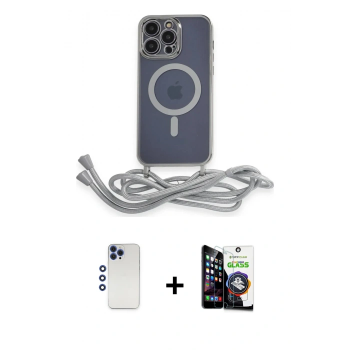 MARSİLYAN™- iPhone 12 Pro Max Kılıf Eksen Özel Seri - Şeffaf Temperli Cam Ekran Koruyucu + Shine Kamera Lens - LT